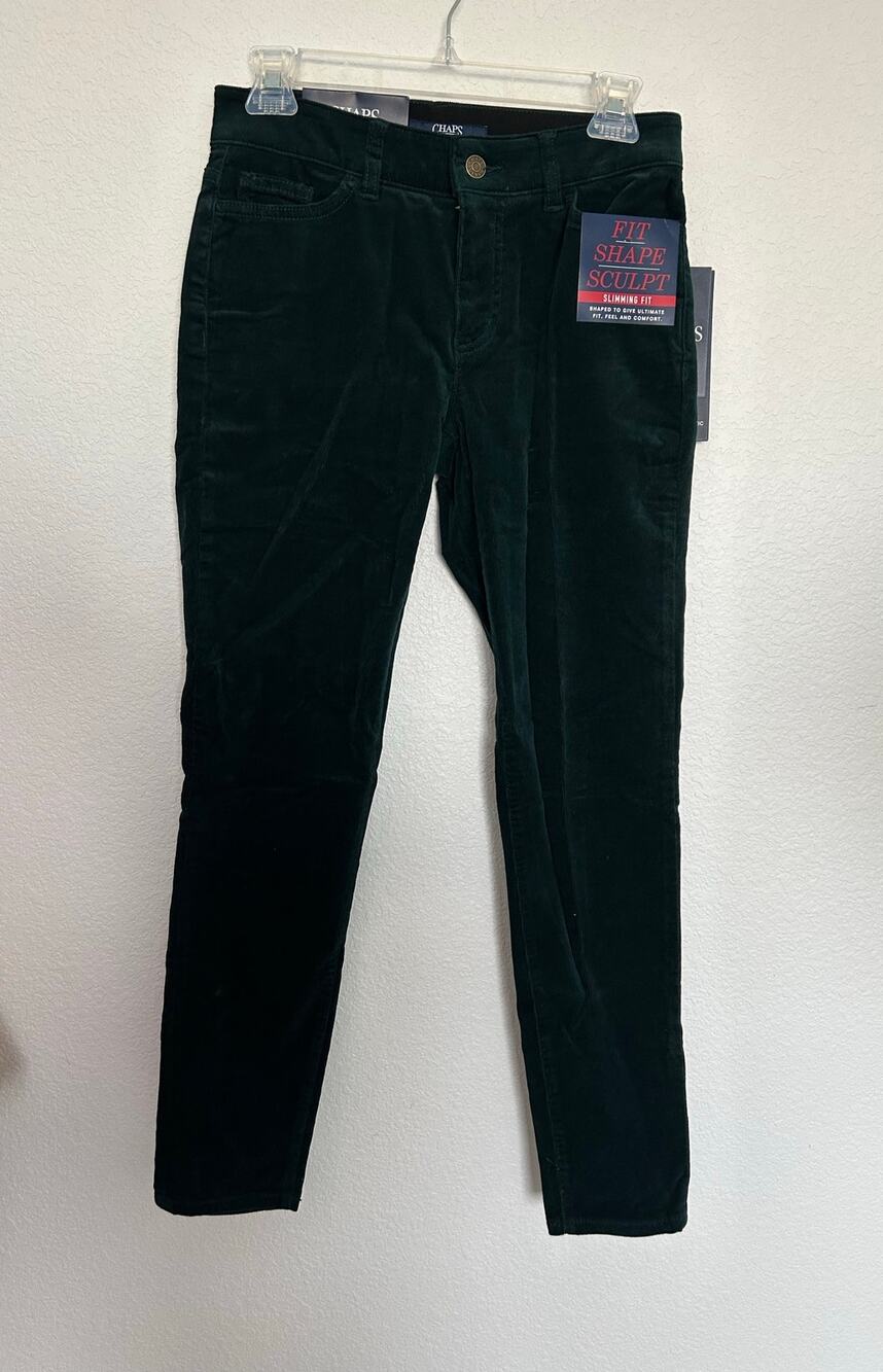 Chaps Emerald Green Corduroy Fit Shape Slimming Fit Sculpt Pants - 2